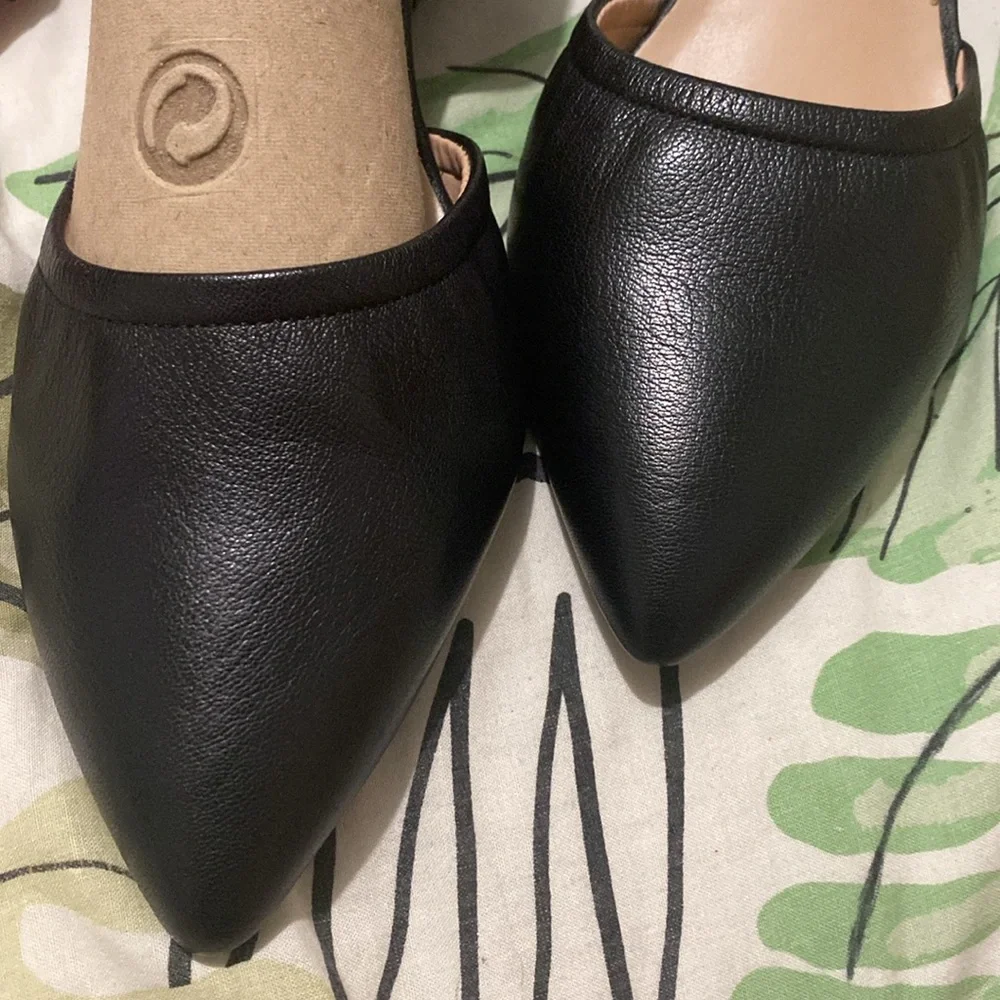 Franco Sarto Leather Pump Heels Black Fenway Leather Wedge Size 12 - Picture 4 of 10